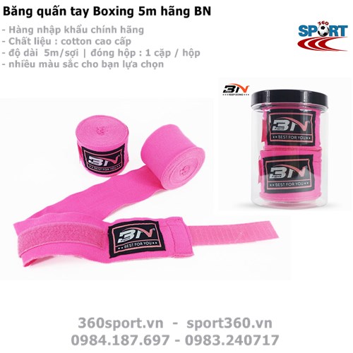 Băng quấn tay Boxing 5m hãng BN màu hồng