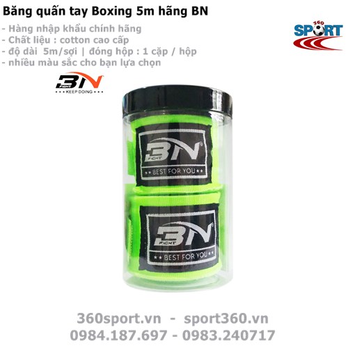 Băng quấn tay Boxing 5m hãng BN màu xanh chuối