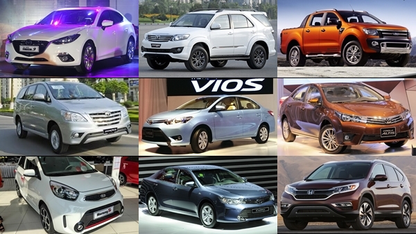 Top danh sách 10 xe ô tô bán chạy nhất tháng 7 năm 2015 tại Việt Nam
