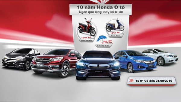 Khuyến mãi kỷ niệm 10 năm ra mắt chiếc xe ô tô Honda đầu tiên
