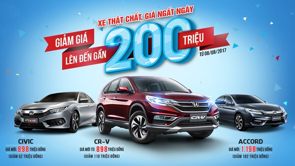 Honda Việt Nam giảm giá Sốc cho CR-V, Civic, Accord đến gần 200 triệu đồng