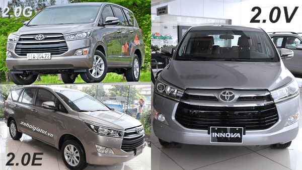 So sánh xe Toyota Innova 2.0 E - G - V khác nhau như thế nào ?