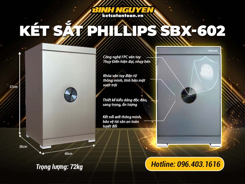 Két sắt thông minh, hiên đại, tính bảo mật cao Phillips SBX-602 5CU