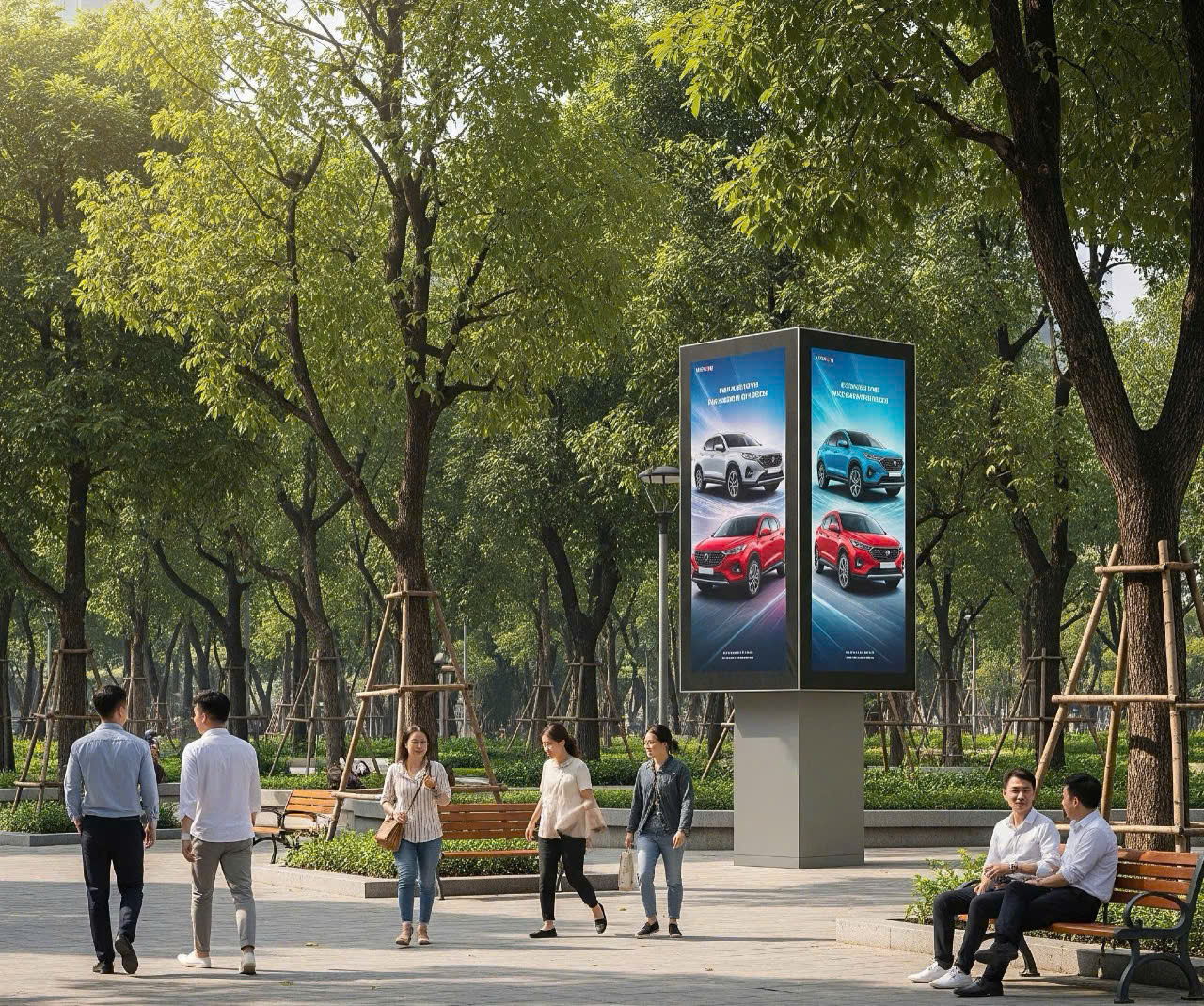 quảng cáo xe oto ở công viên