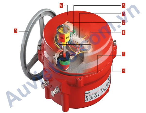 Cấu tạo bộ phận đầu điều khiển điện của van bướm điện