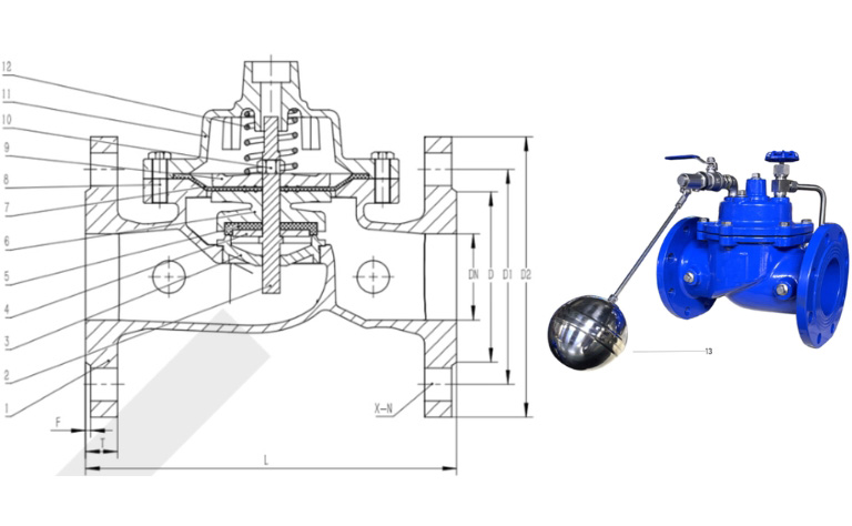 Cấu tạo van phao AUT gồm 13 bộ phận