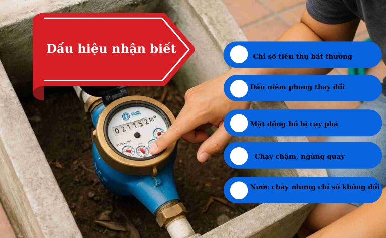 Dấu hiệu nhận biết gian lận đồng hồ nước