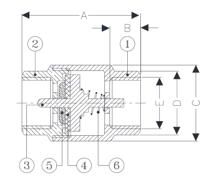 Cấu tạo van 1 chiều lò xo Sanwa