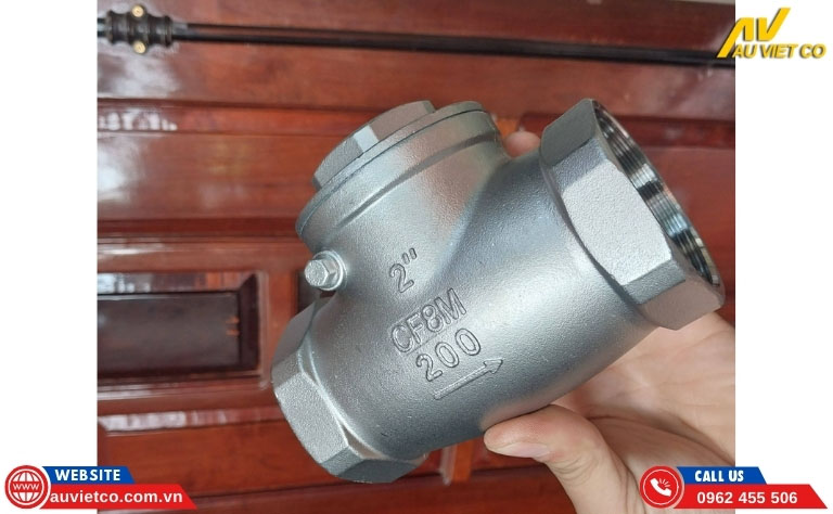 Van 1 chiều inox lá lật Trung Quốc dạng nối ren