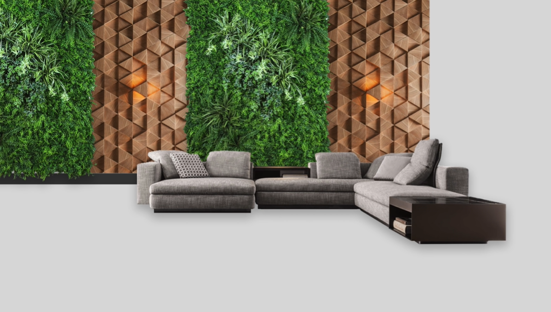 Kết hợp tiểu cảnh với ốp gỗ 3D