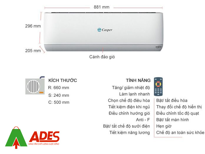 Cau tao dieu hoa Casper Inverter GC-12TL22