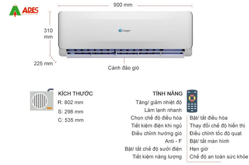 Dieu hoa 2 chieu Inverter Casper GH-18TL22