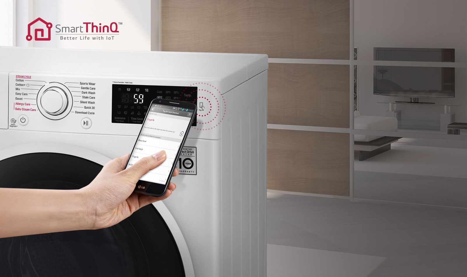 Kết nối điện thoại với máy giặt LG qua ứng dụng SmartThinQ
