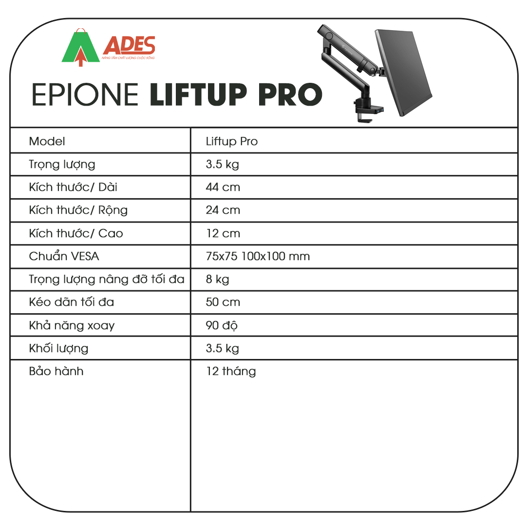 Epione Liftup Pro thong so ky thuat