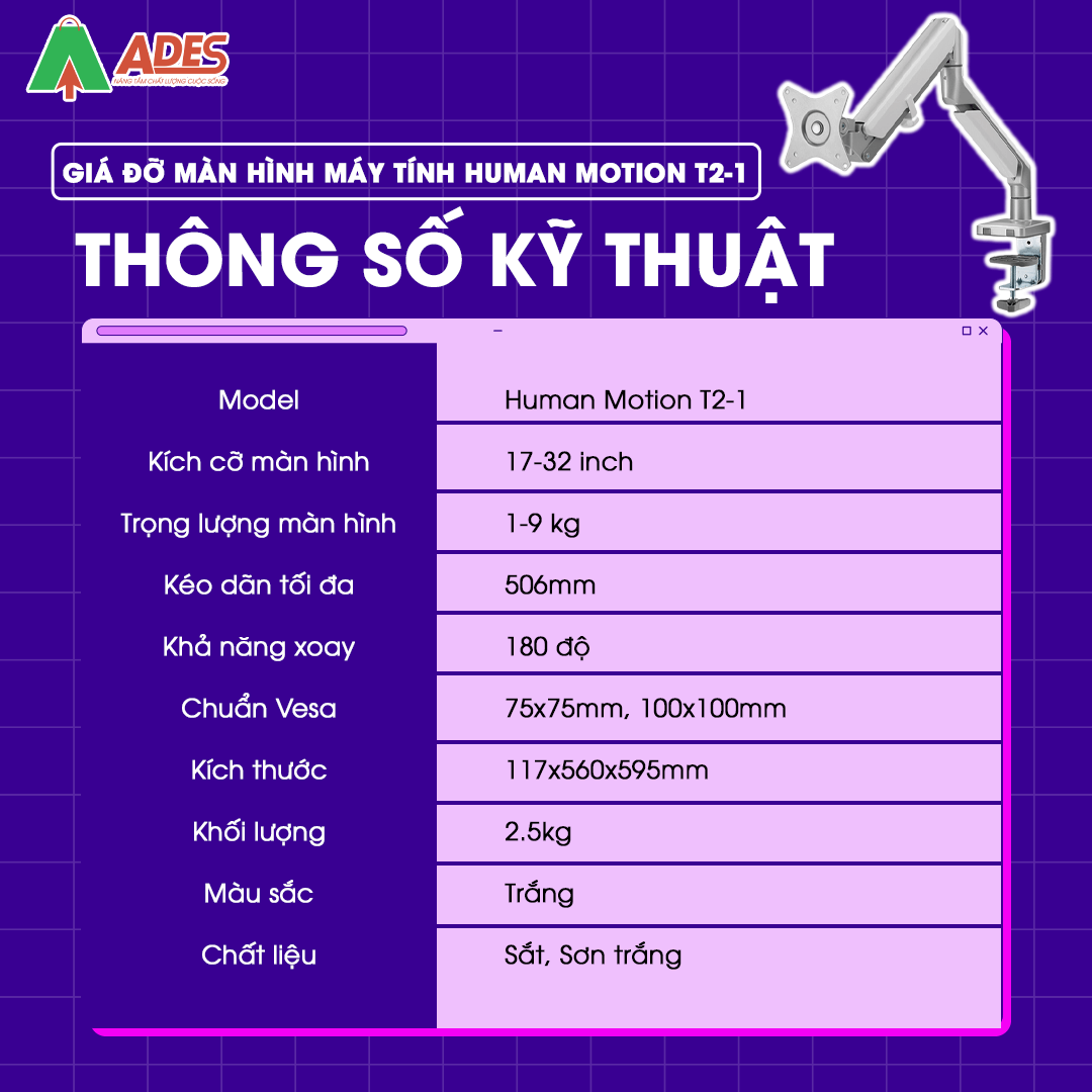 thong so ky thuat Human Motion T2-1