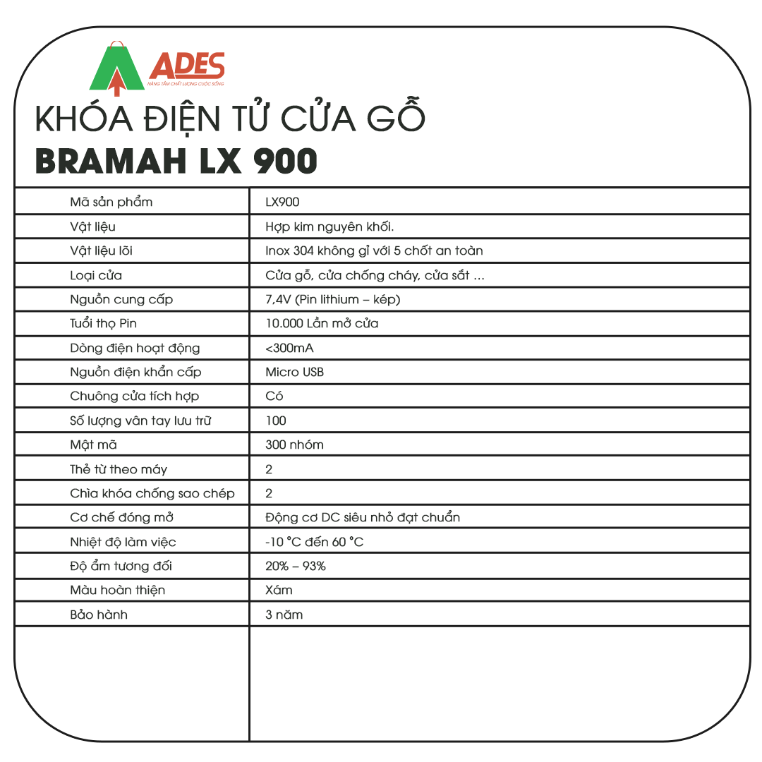 Khoa dien tu Bramah- LX900