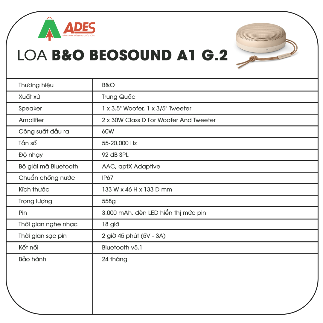 B&O Beosound A1 G.2 thong so ky thuat