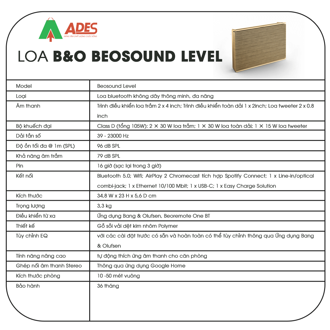 B&O Beosound Level thong so ky thuat