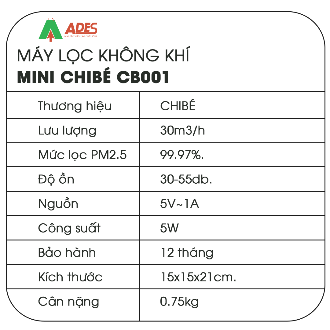 may loc khong khi CHIBÉ CB001