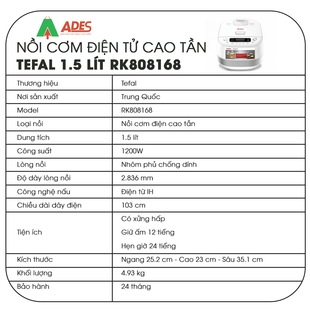 Tefal RK808168 thong so