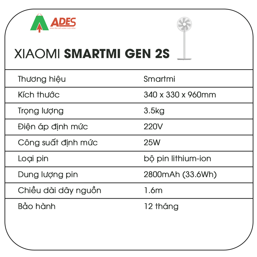 Xiaomi Smartmi Gen 2S thong so ky thuatj