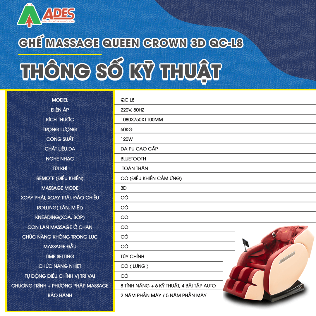 Queen Crown QC L8 thong so ky thuat