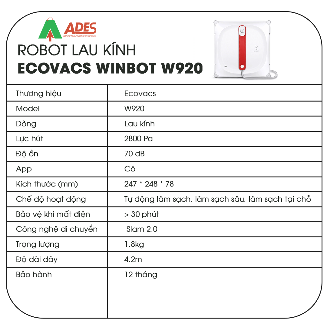  Ecovacs Winbot W920 thong so