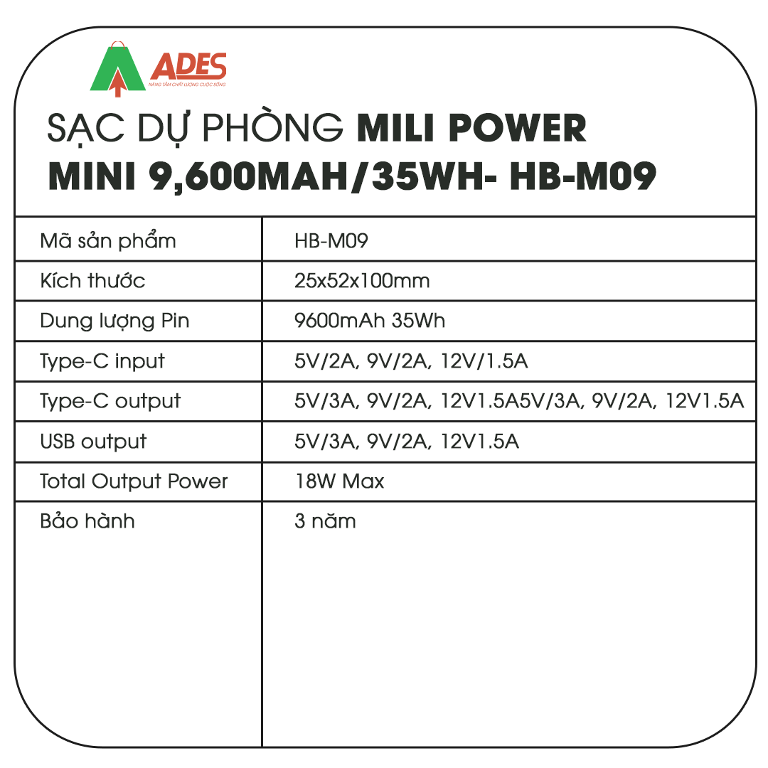 MiLi Power Mini 9,600mAh 