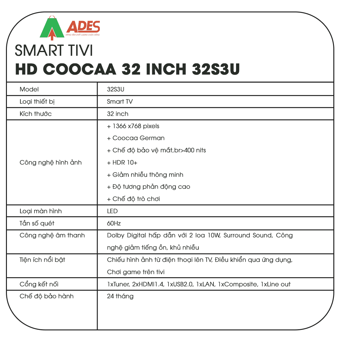 Smart TV Coocaa 32 Inch 32S3U