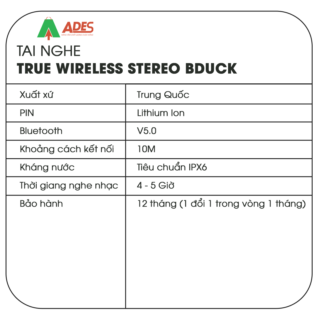 Tai Nghe True Wireless Stereo BDuck