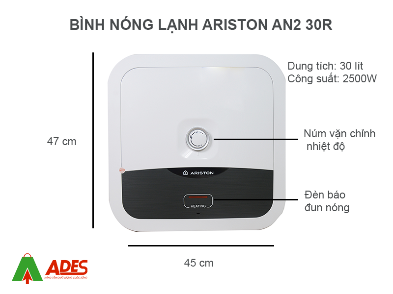 Cau tao binh nong lanh Ariston 30 lít AN2 30R 