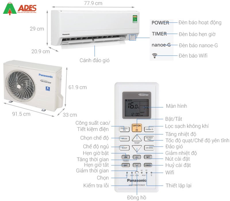 Thong tin ki thuat Dieu hoa Panasonic Inverter CU/CS-WPU18WKH-8M 