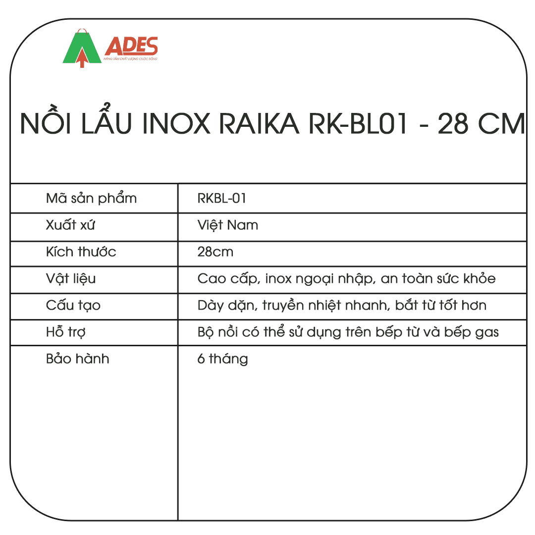 Noi lau inox Raika RKBL-01