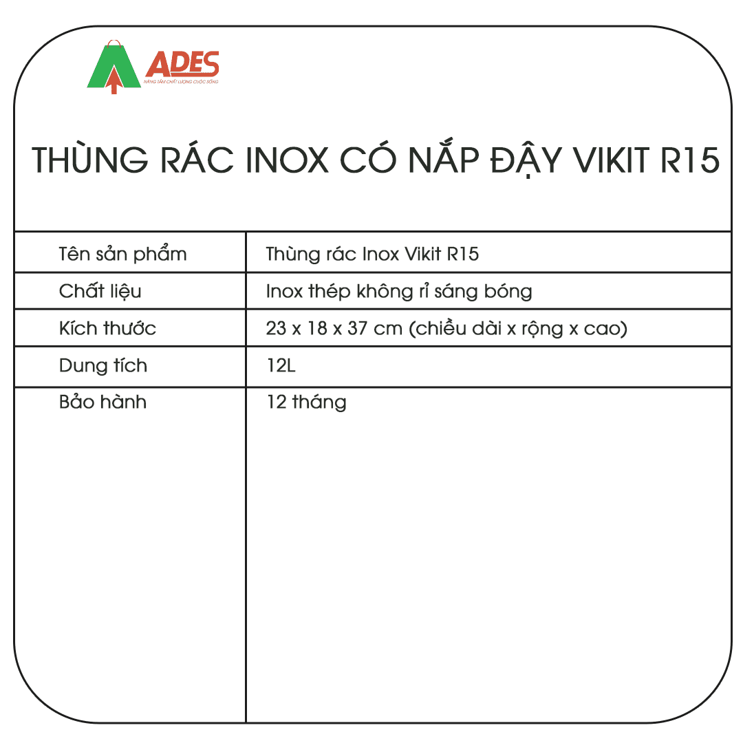 Thung rac inox Vikit R15