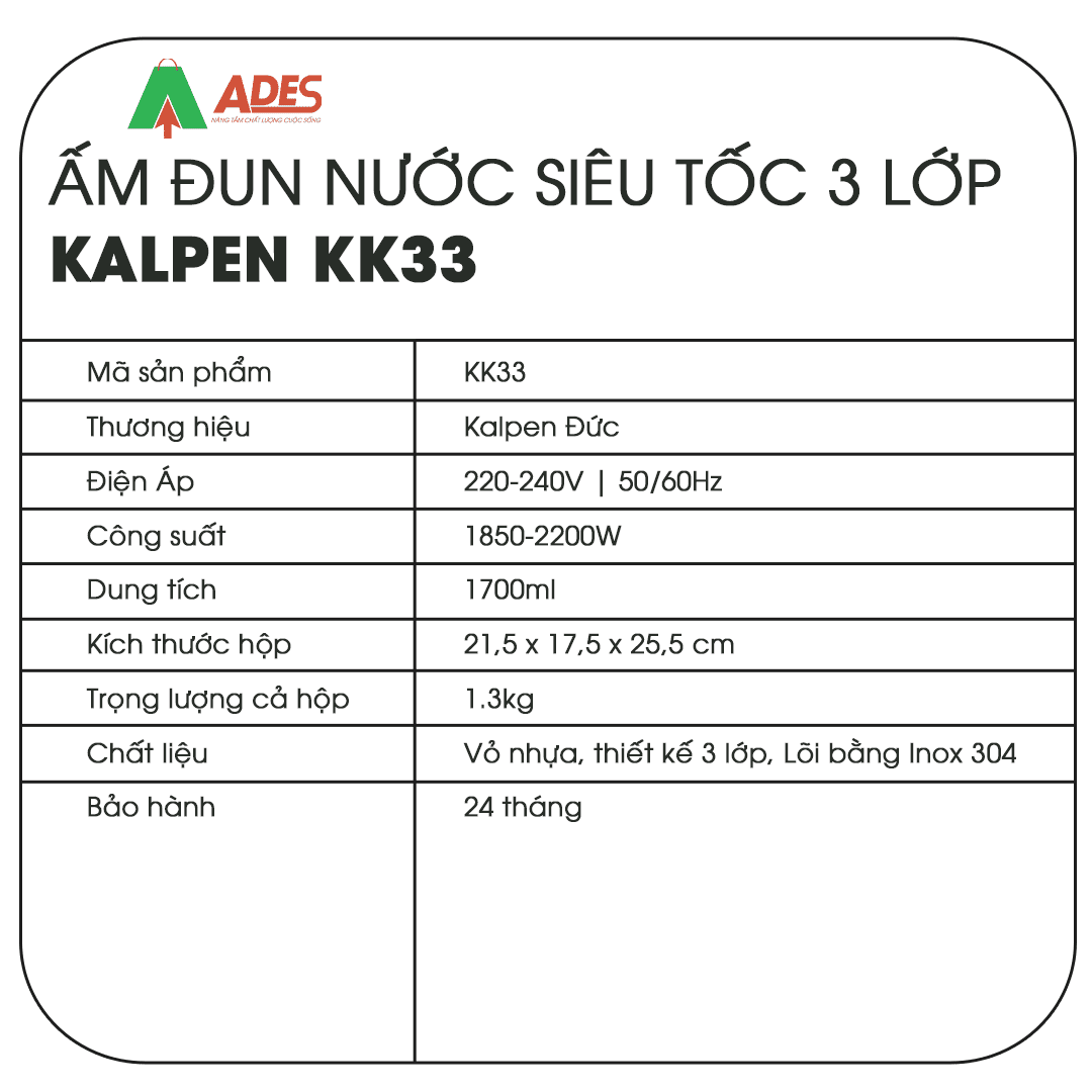 Am dun nuoc Kalpen KK33