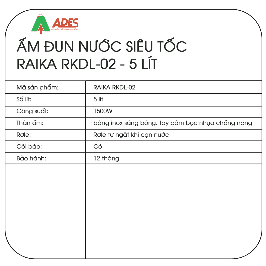 Am dun nuoc Raika RKDL-5L