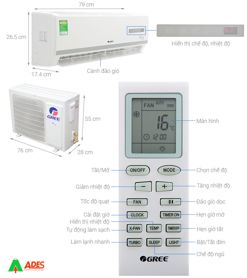 Dieu hoa 1 chieu Gree Inverter 1 HP GWC09WA-K3D9B7I