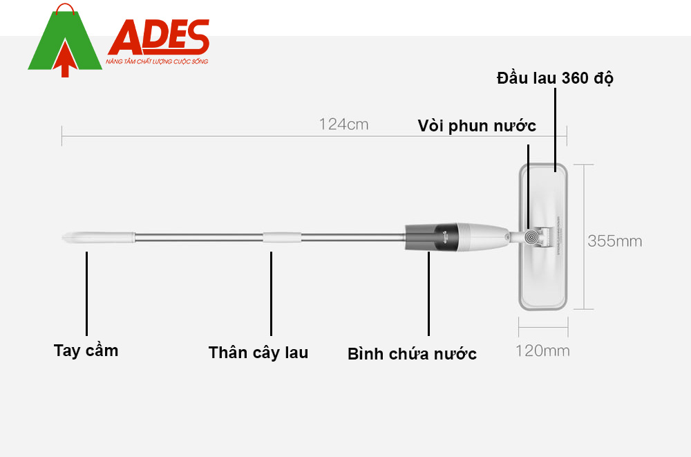 Cau tao cay lau nha phun nuoc Xiaomi Deerma Spray TB800