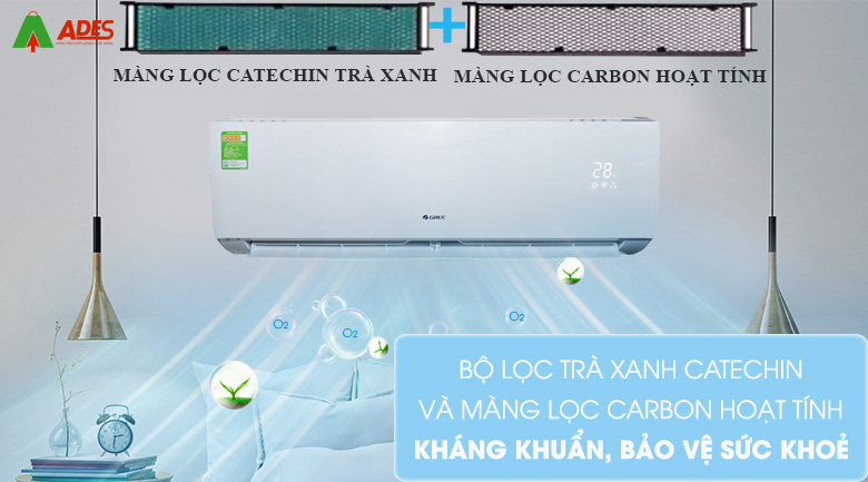 Bo lọc tra xanh Catechin & Carbon hoat tinh Gree 2 HP GWC18ID-K3N9B2G