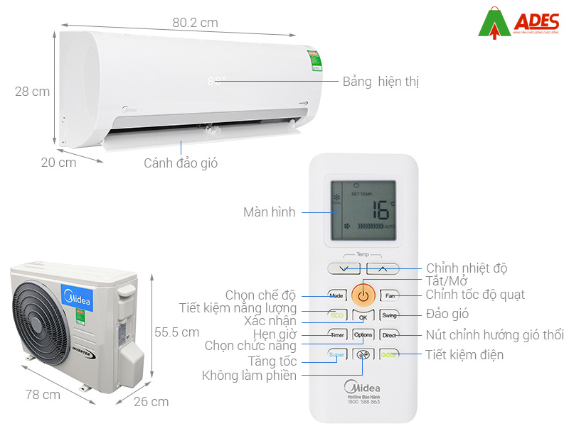 Dieu hoa Midea Inverter 1.5 HP MSMAIII-13CRDN1