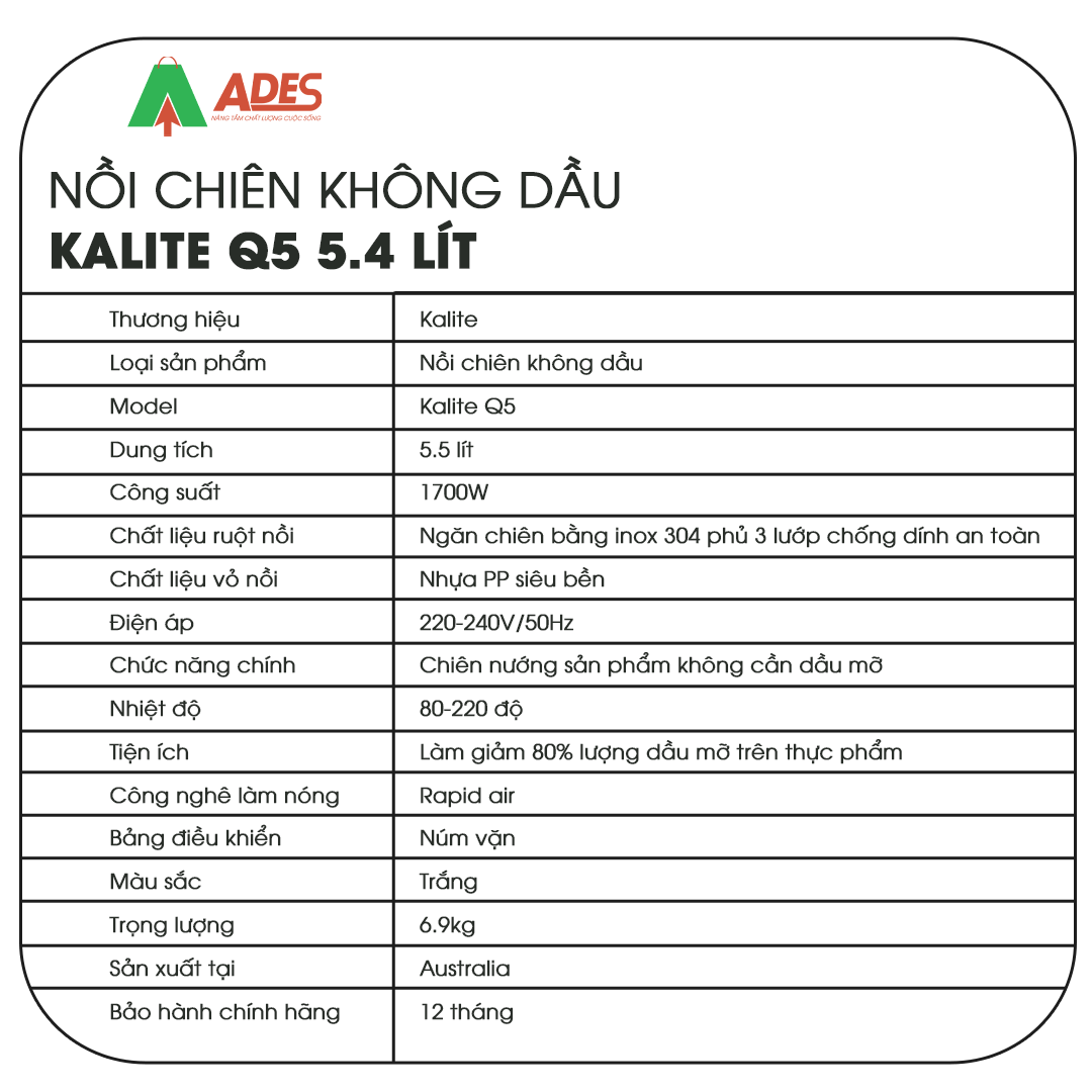 Noi chien khong dau Kalite Q5