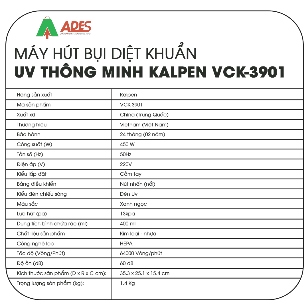 May hut bui diet khuan Kalpen VCK-3901