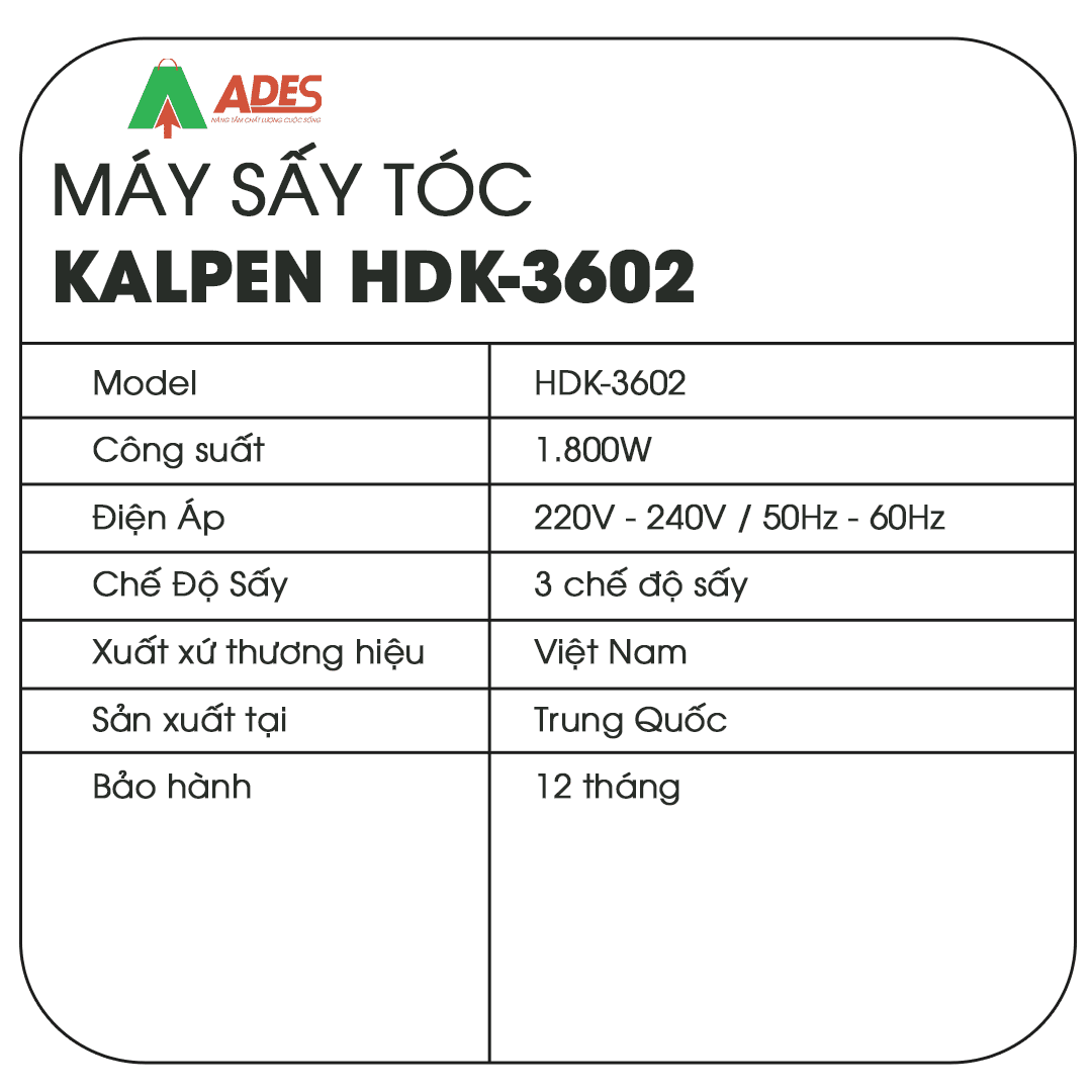 May say toc Kalpen HDK-3602