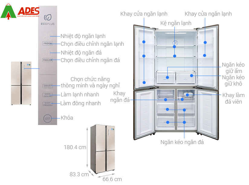 Cau tao tu lanh Aqua IG525AM(GG) Inverter