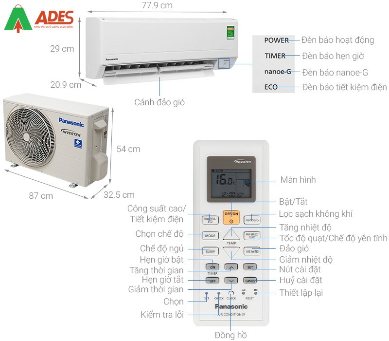 Thong tin ki thuat dieu hoa Panasonic Inverter CU/CS-XPU12WKH-8