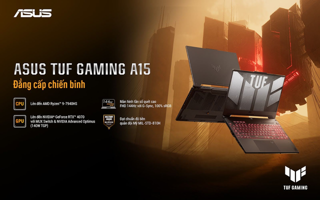 Asus TUF Gaming A15 với hiệu năng mạnh mẽ