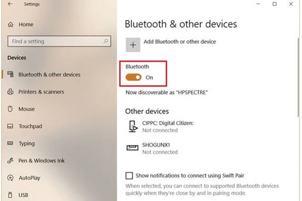 Bật Bluetooth sang chế độ ON