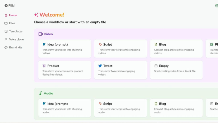 Bắt đầu tạo video với Fliki