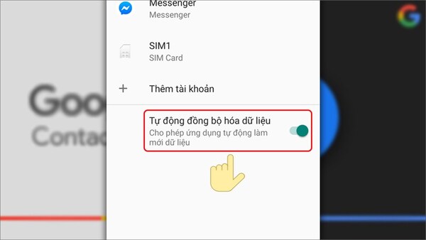 Bật Tự động đồng bộ dữ liệu