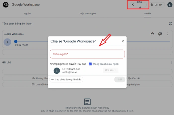 Chia sẻ tài liệu với NotebookLM